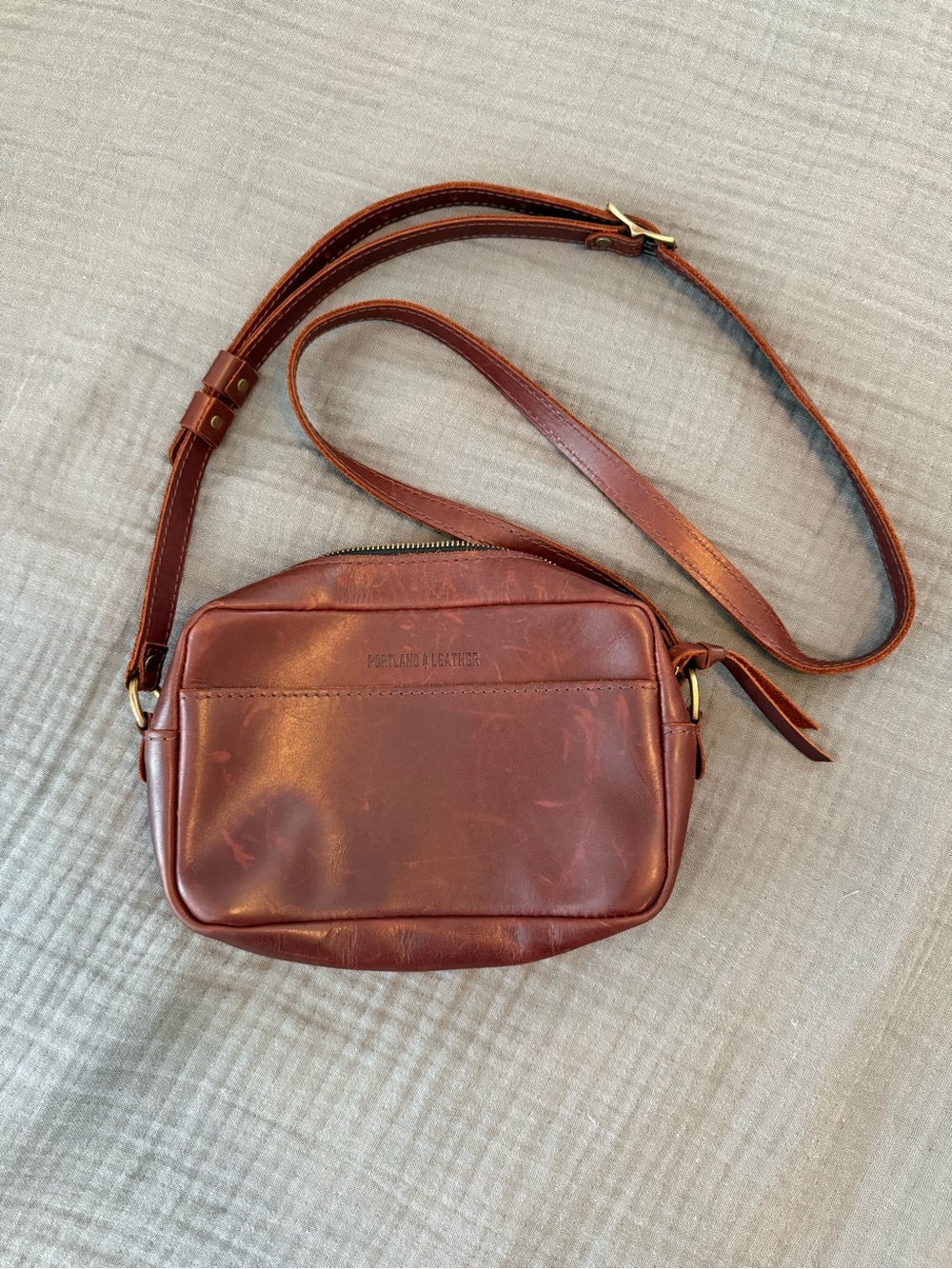 Portland Leather Mahogany Brown Leather Messenger Crossbody
